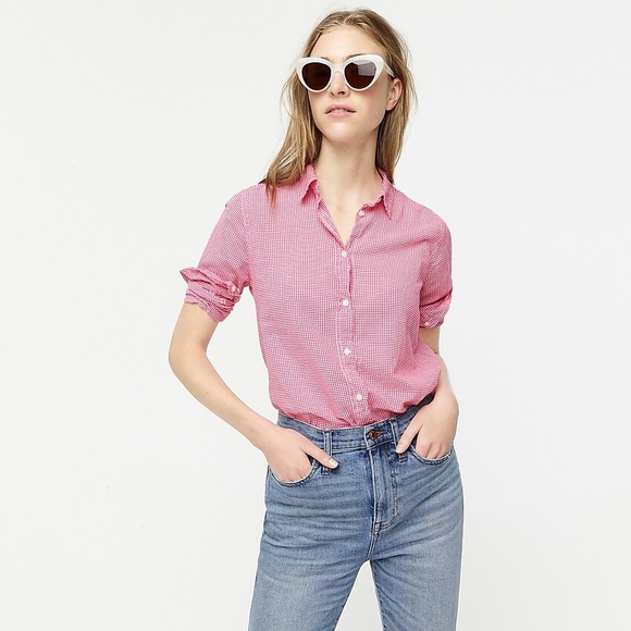J. Crew Tops - J Crew Classic Fit Boy Shirt in Crinkle Gingham
